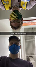 to men with masks on with text saying "Vibes are emaculate